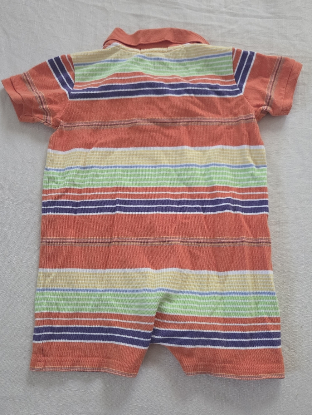 Polo by Ralph Lauren Orange Striped Baby Polo Romper 18 Months Retro Vintage - Picture 6 of 6